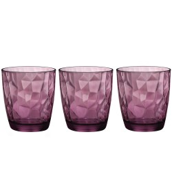 Set 3 bicchieri acqua Diamond Rock purple - Rocco Bormioli